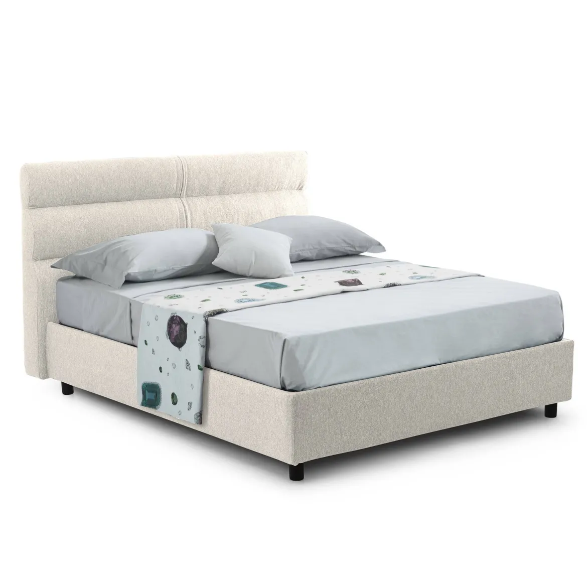 Letto Singolo Beige Sfoderabile Contenitore, Dimensione Materasso 80x200 cm Made in Italy - Bruino