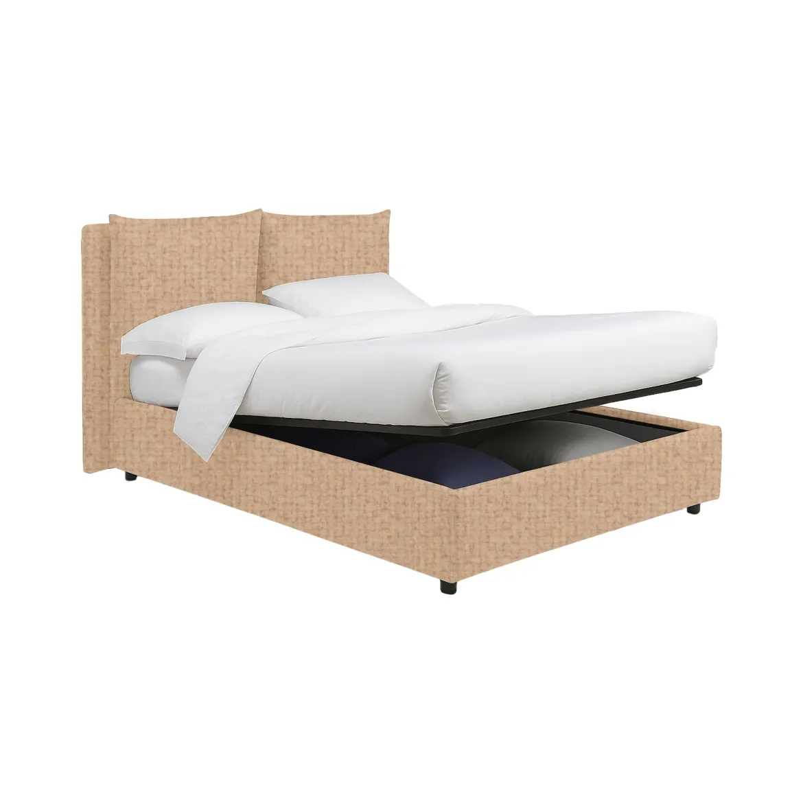 Letto Singolo Beige Sfoderabile Contenitore, Dimensione Materasso 90x190 cm - Rosora