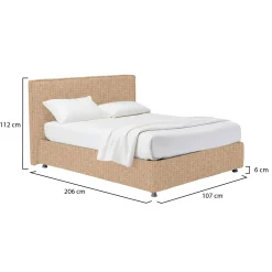 Letto Singolo Beige Sfoderabile Contenitore, Dimensione Materasso 90x190 cm - Stazzano