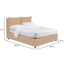 Letto Singolo Beige Sfoderabile Contenitore, Dimensione Materasso 90x200 cm - Serrone