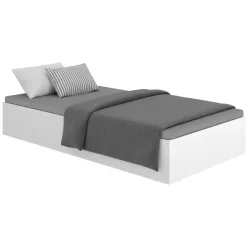 Letto Singolo Bianco Contenitore Dimensione Materasso 90x190 cm, - Lufkin