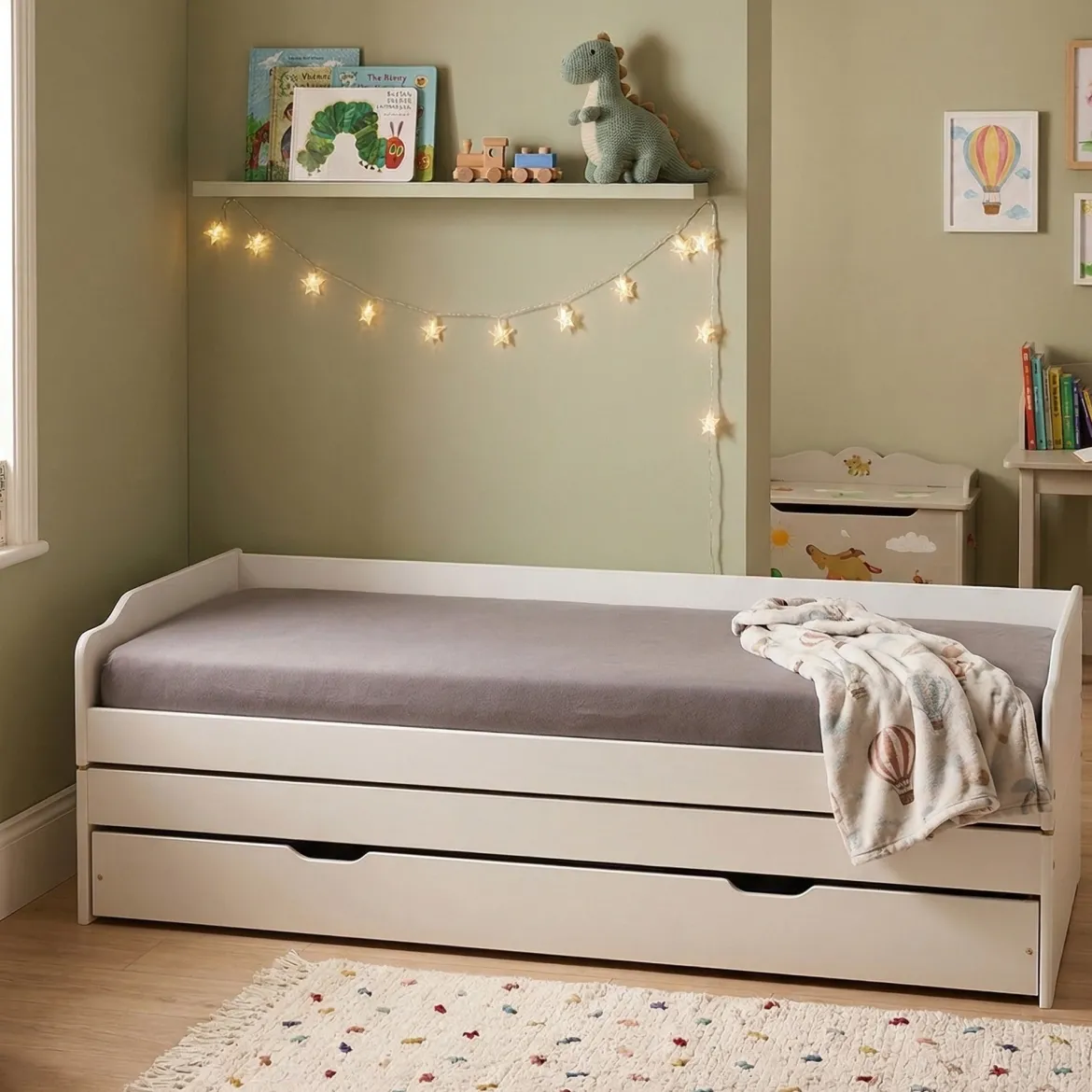 Letto Singolo Bianco Contenitore Singolo, - Sibari