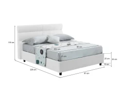 Letto Singolo Bianco Materasso Incluso Sfoderabile, Contenitore Made in Italy - Atrelmo