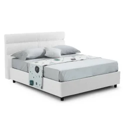 Letto Singolo Bianco Materasso Incluso Sfoderabile, Contenitore Made in Italy - Brozolo