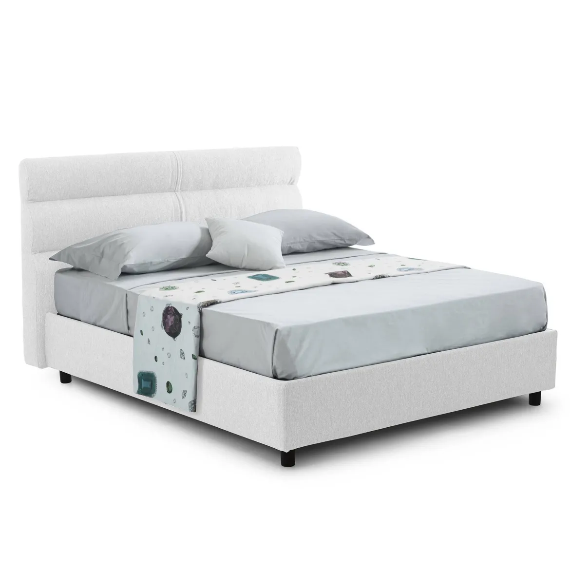 Letto Singolo Bianco Materasso Incluso Sfoderabile, Contenitore Made in Italy - Brozolo