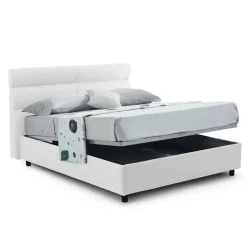 Letto Singolo Bianco Sfoderabile Contenitore, Dimensione Materasso 80x190 cm Made in Italy - Brusson