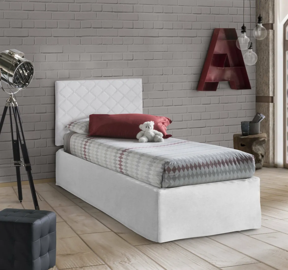 Letto singolo bianco 80x190cm materasso incluso - Ascra