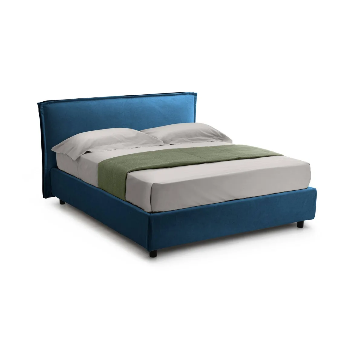 Letto Singolo blu Sfoderabile Contenitore, Dimensione Materasso 80x190 cm Made in Italy - Brusson