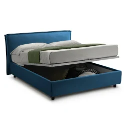 Letto Singolo blu Sfoderabile Contenitore, Dimensione Materasso 80x190 cm Made in Italy - Brusson
