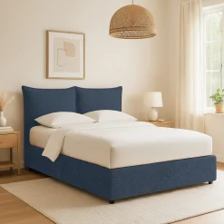 Letto Singolo blu Sfoderabile Contenitore, Dimensione Materasso 90x190 cm - Rosora