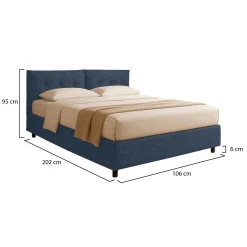 Letto Singolo blu Sfoderabile Contenitore, Dimensione Materasso 90x190 cm - Stazzano