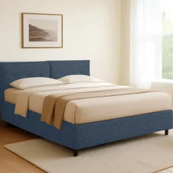 Letto Singolo blu Sfoderabile Contenitore, Dimensione Materasso 90x200 cm - Nocara