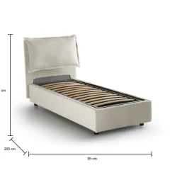 Letto singolo con contenitore beige 95x205cm in legno - Alto