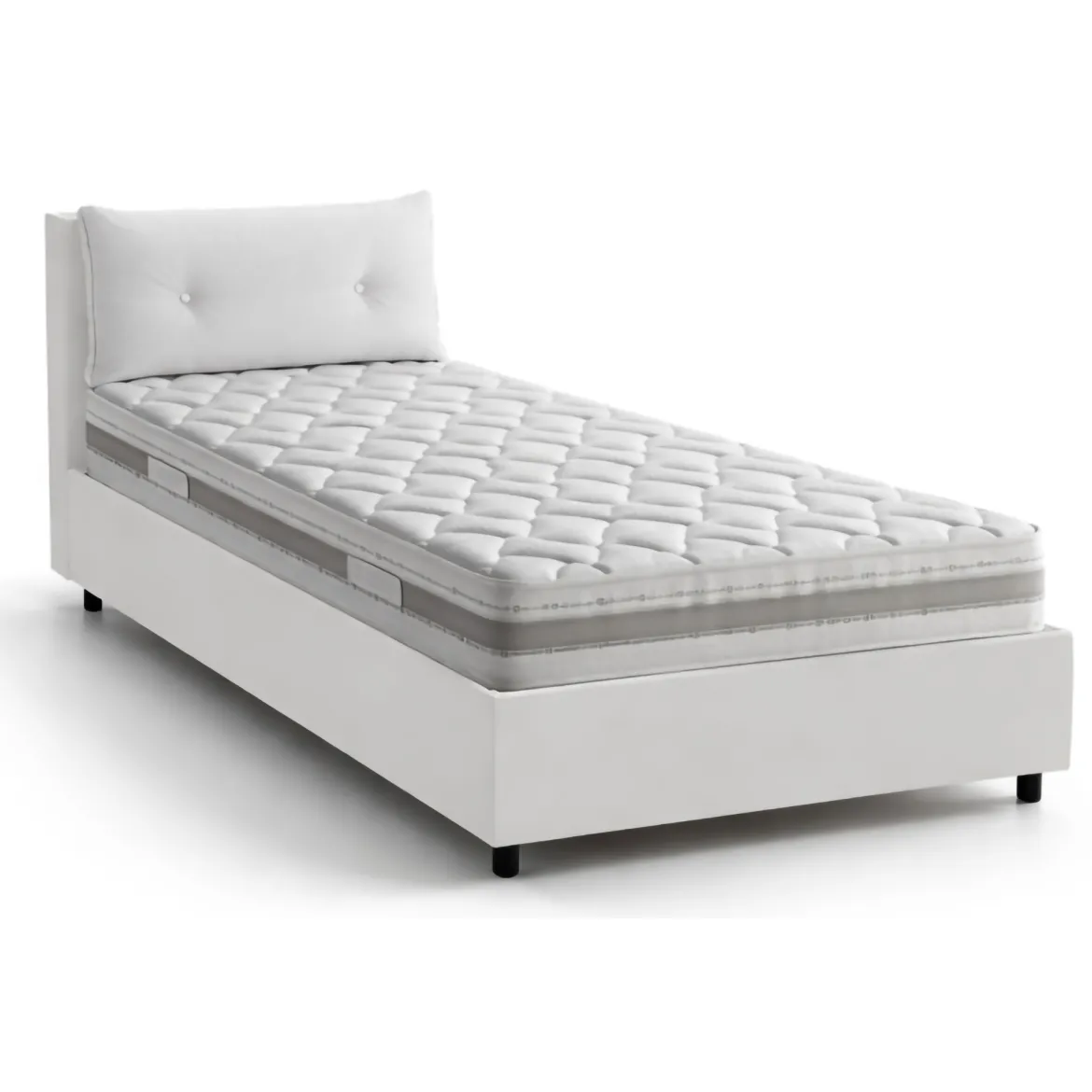 Letto singolo con contenitore bianco 95x205cm chic - Asio