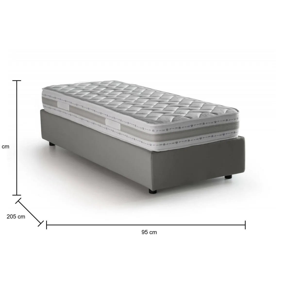Letto singolo con contenitore tortora 95x205 - Albiate