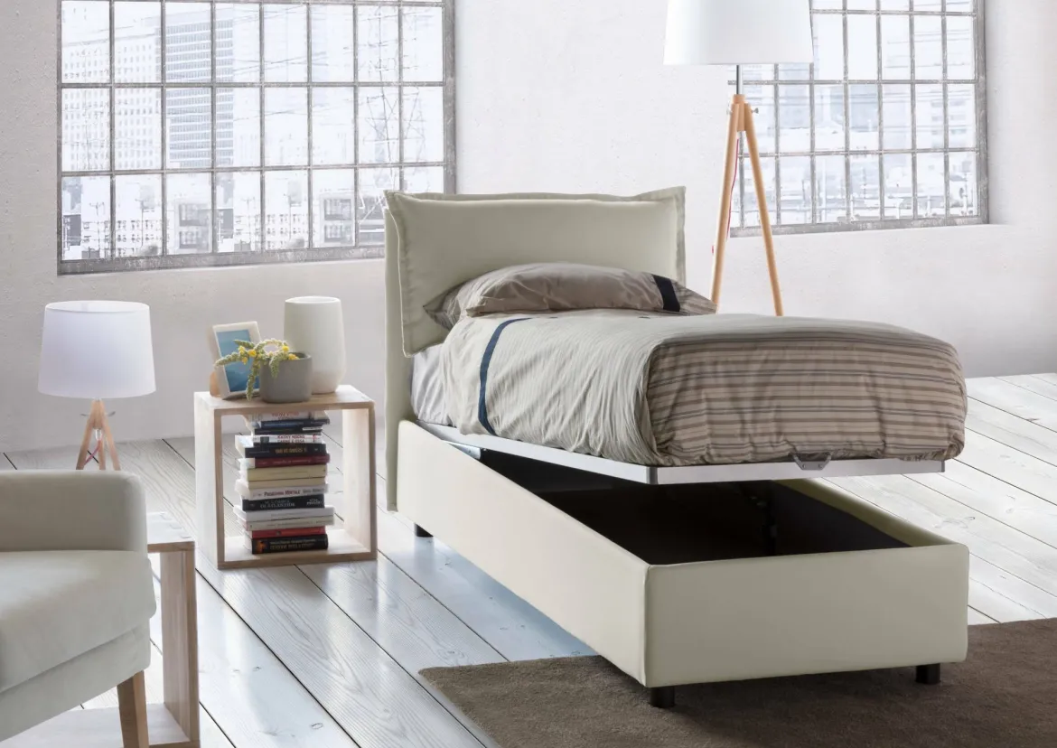 Letto singolo contenitore beige 105x205cm materasso incluso - Animal