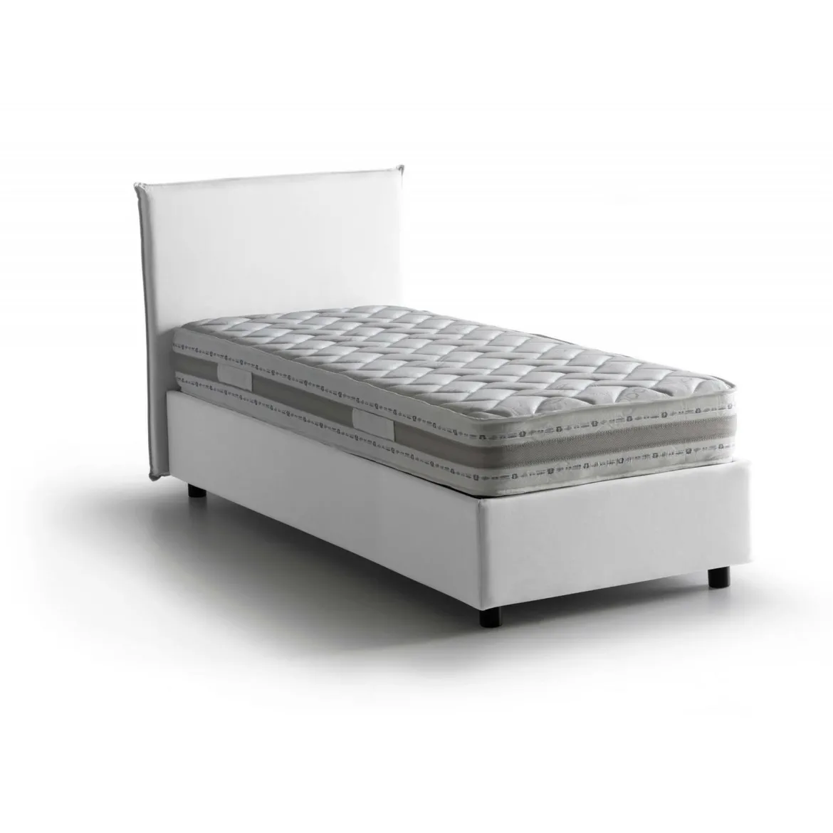 Letto singolo contenitore bianco 105x205cm sfoderabile - Aigor