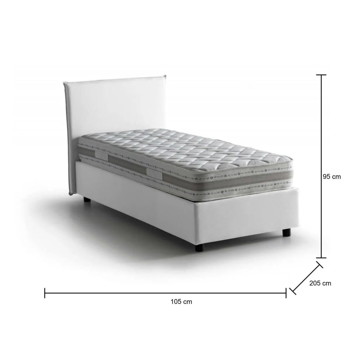 Letto singolo contenitore bianco 105x205cm sfoderabile - Aigor