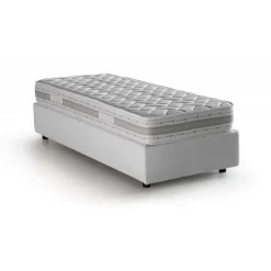 Letto singolo contenitore bianco 105x215cm rivestimento in ecopelle - Anitza