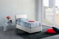 Letto singolo contenitore bianco 95x205cm adatto per materasso 80x190 cm - Alarita