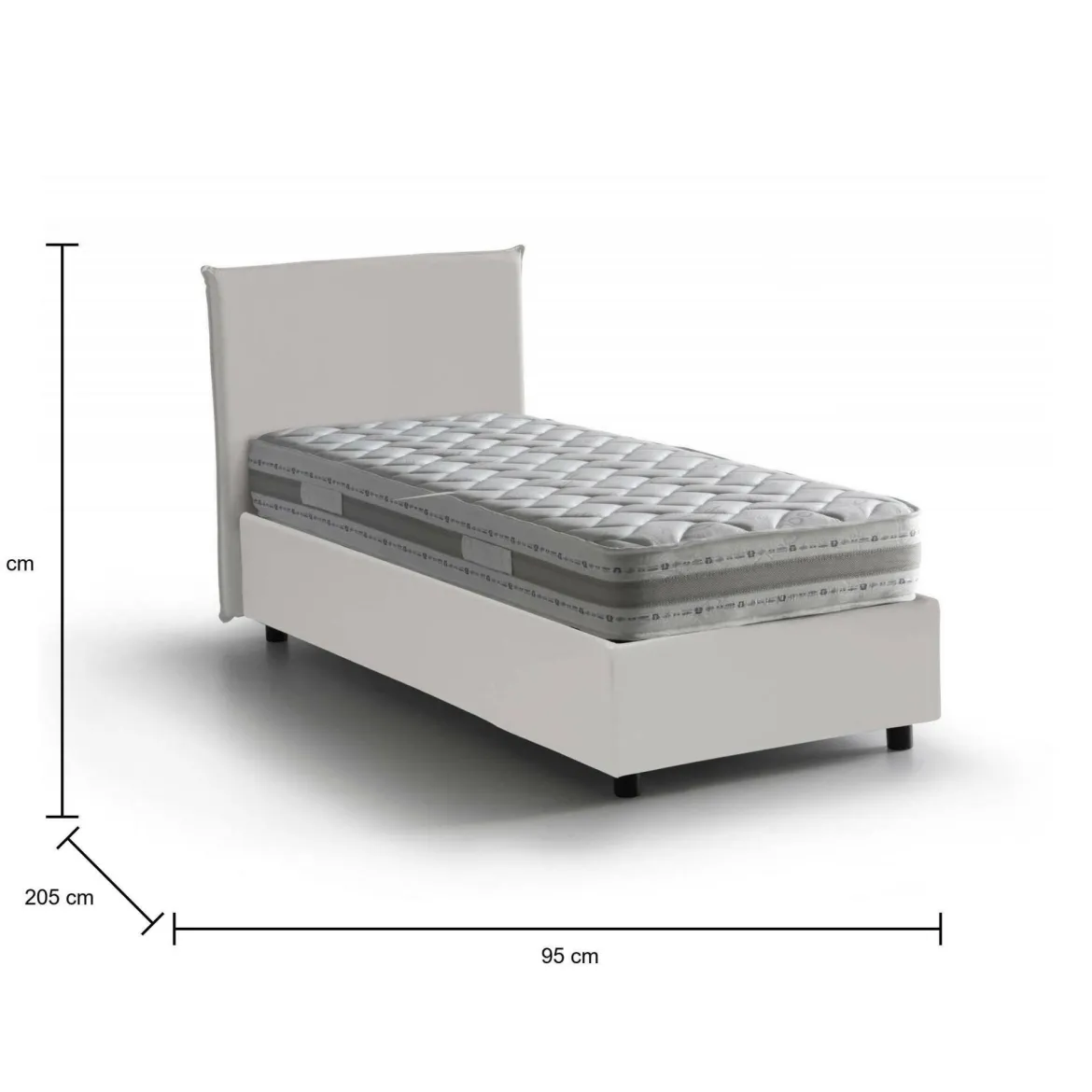 Letto singolo contenitore bianco 95x205cm elegante - Anzi