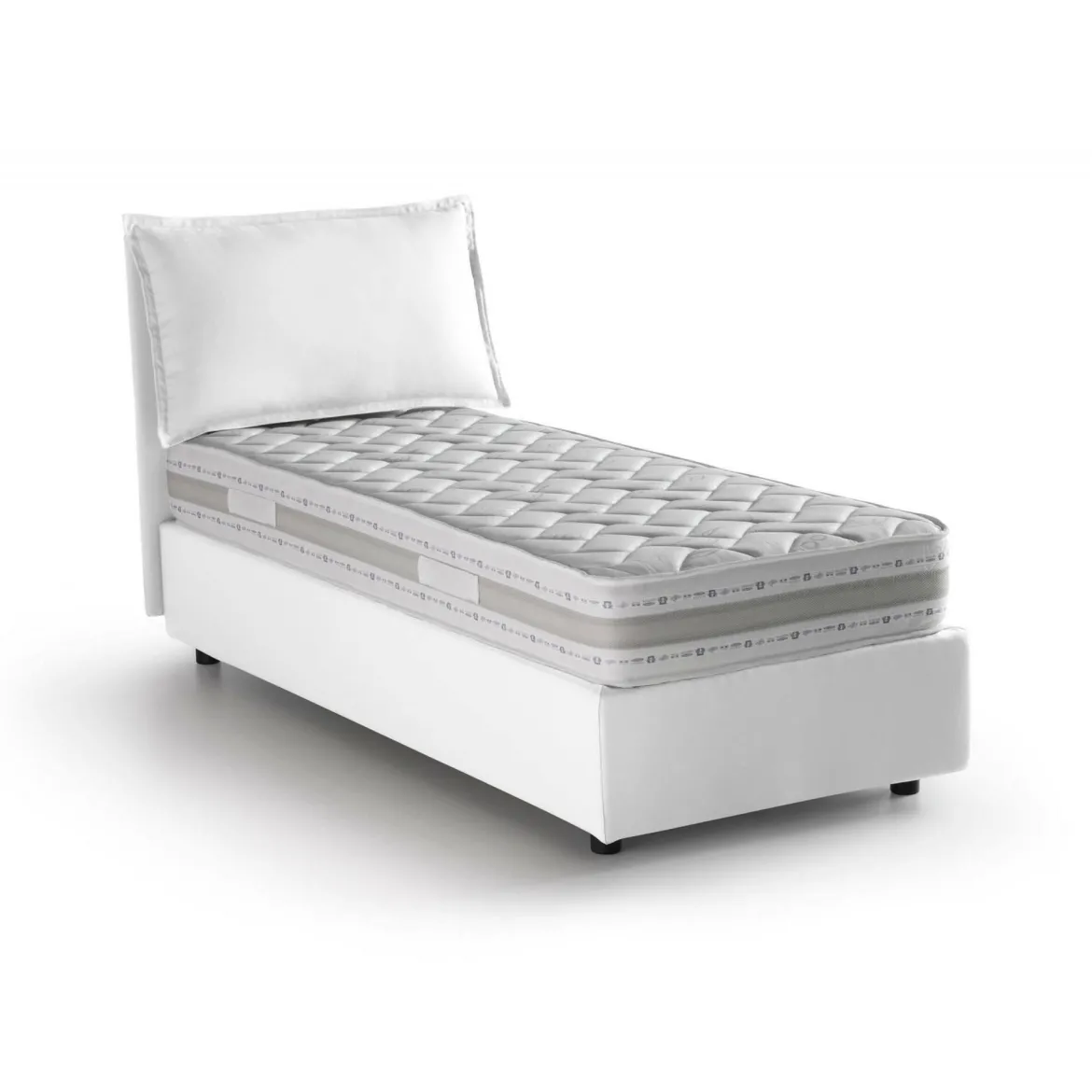 Letto singolo contenitore bianco 95x205cm in legno - Alto