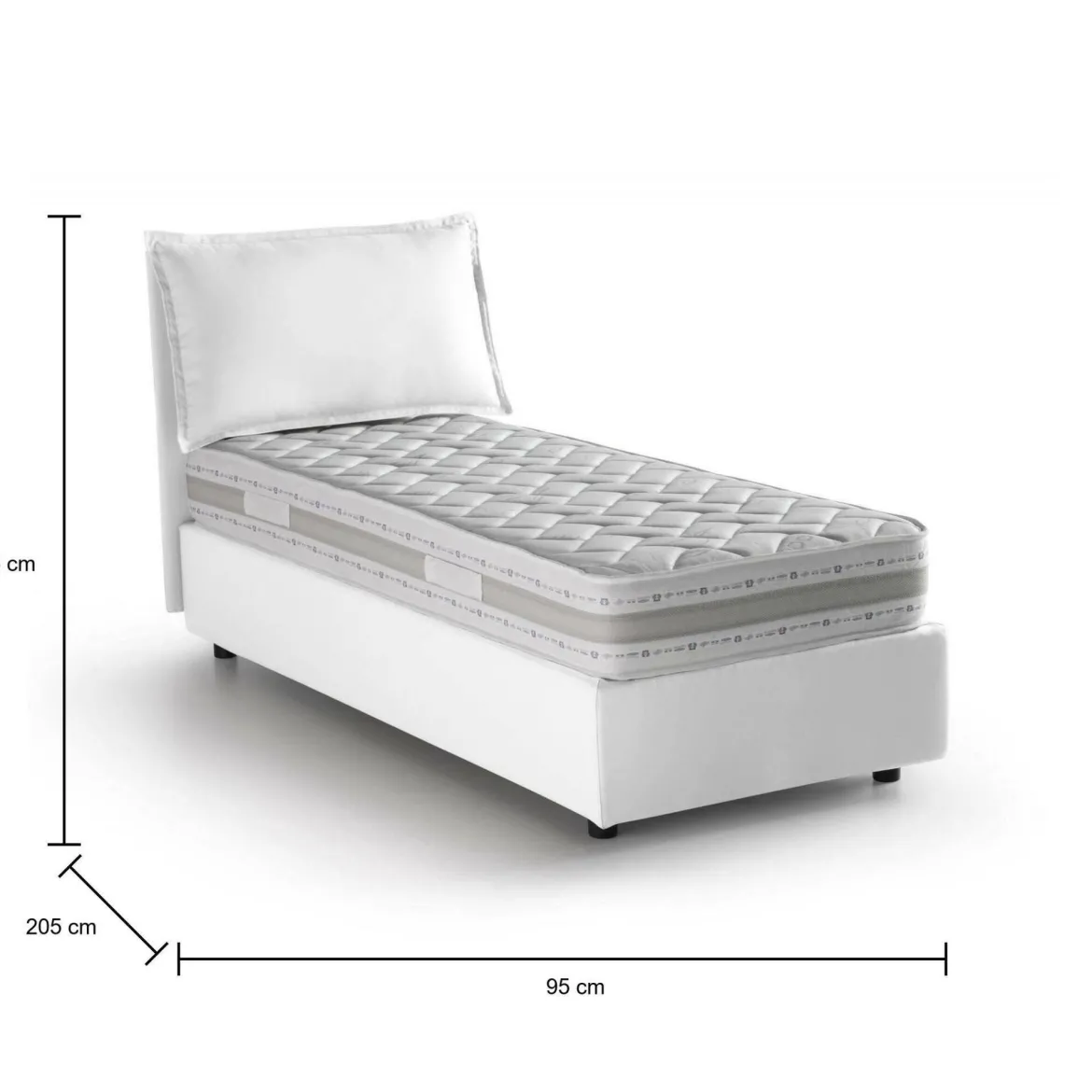 Letto singolo contenitore bianco 95x205cm in legno - Alto