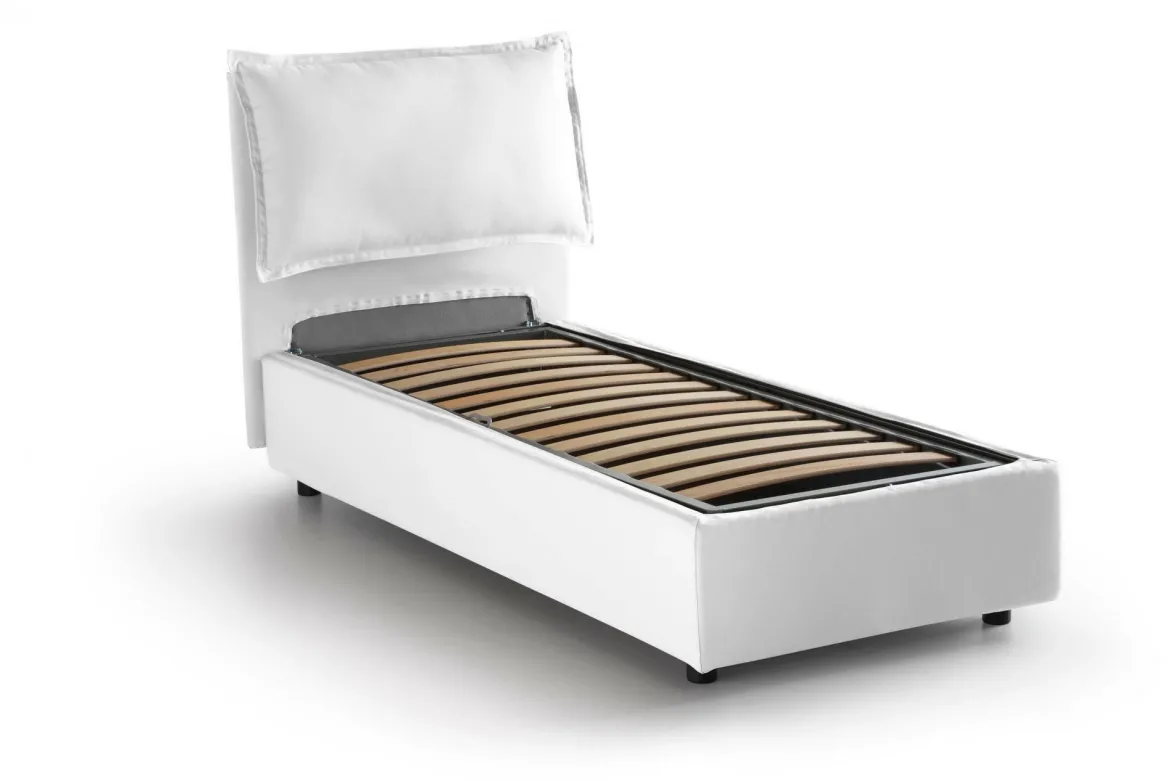 Letto singolo contenitore bianco 95x205cm in legno - Alto