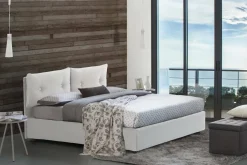 Letto singolo contenitore bianco 95x205cm moderno in legno - Adoxa