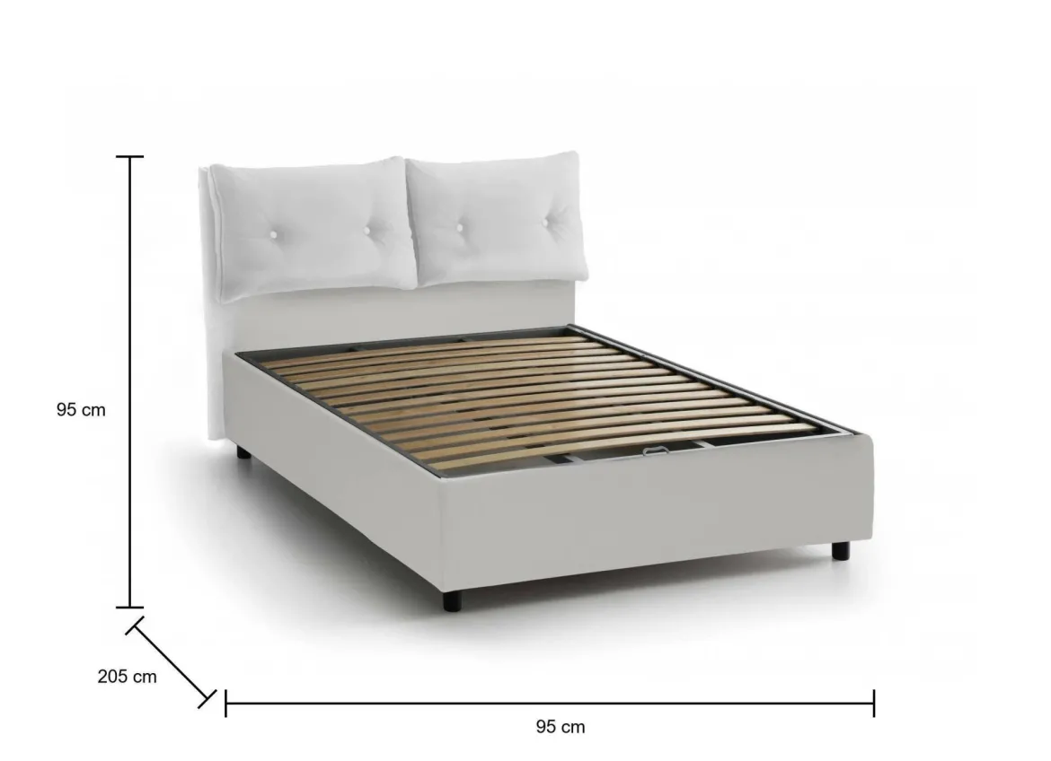 Letto singolo contenitore bianco 95x205cm moderno in legno - Adoxa