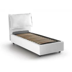 Letto singolo contenitore bianco 95x205cm stabile - Ermanna