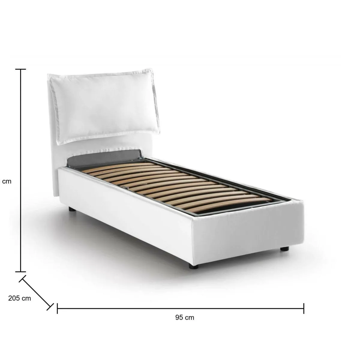 Letto singolo contenitore bianco 95x205cm stabile - Ermanna