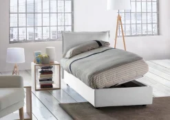Letto singolo contenitore bianco 95x205cm stabile - Ermanna