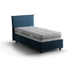 Letto singolo contenitore blu 105x215cm con testiera imbottita - Alison