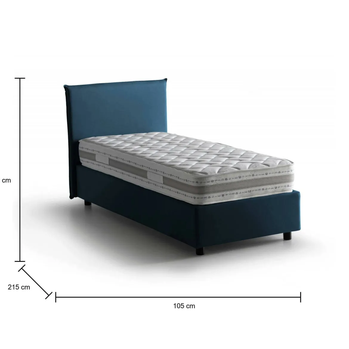 Letto singolo contenitore blu 105x215cm rete inclusa - Acetico