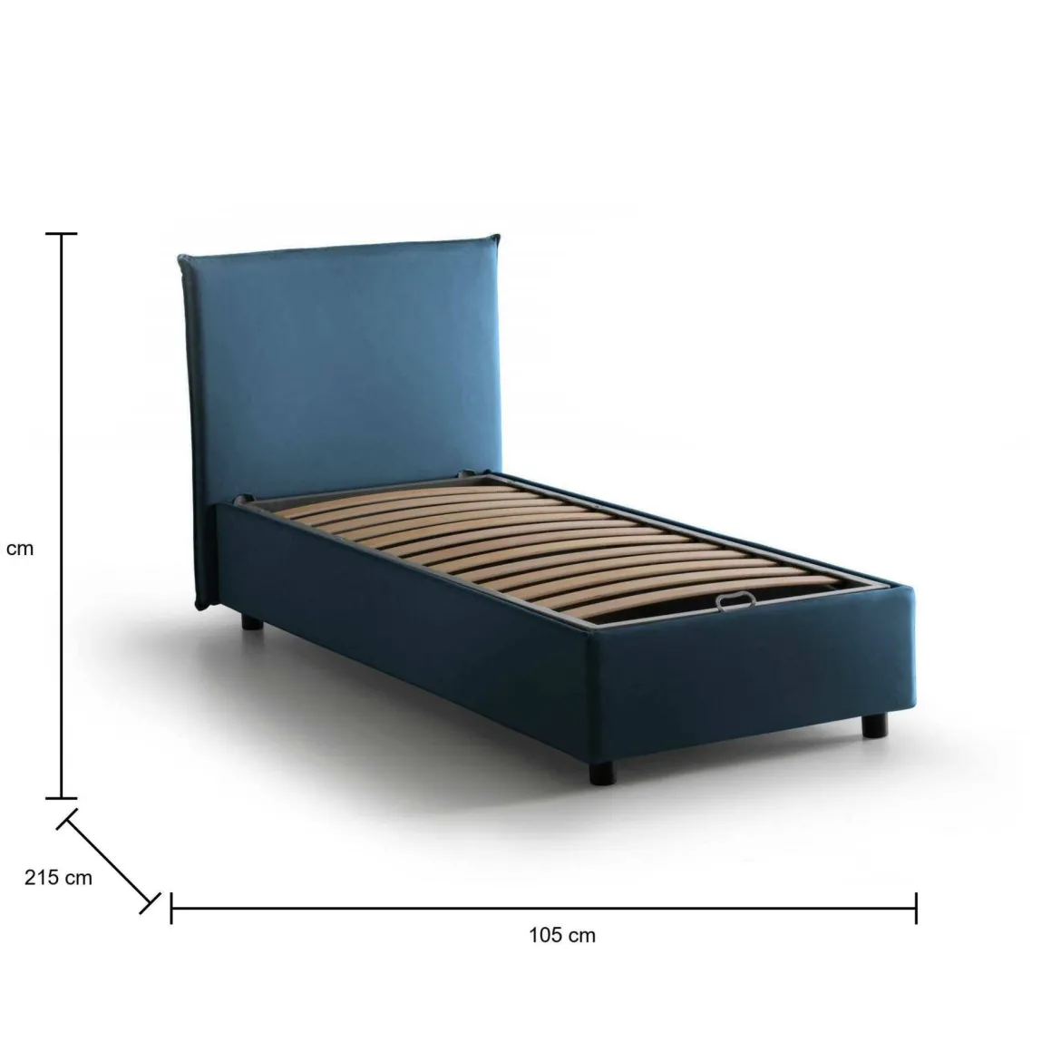 Letto singolo contenitore blu 110x215cm materasso incluso - Azeglio