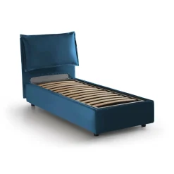 Letto singolo contenitore blu 95x205cm imbottito - Argentino