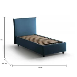 Letto singolo contenitore blu 95x215cm rete inclusa - Azzurrino