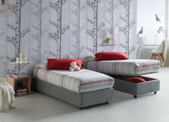Letto singolo contenitore grigio 105x205cm in legno - Animal