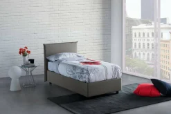 Letto singolo contenitore grigio 105x205cm materasso incluso - Arminius