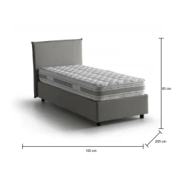 Letto singolo contenitore grigio 105x205cm materasso incluso - Arminius