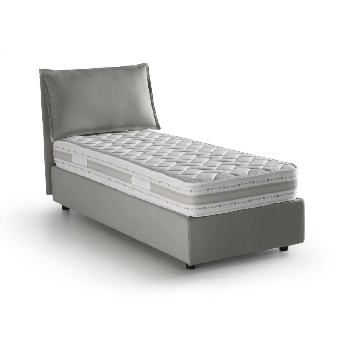 Letto singolo contenitore grigio 105x215cm materasso incluso - Aribal