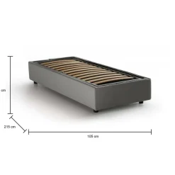 Letto singolo contenitore grigio 110x215cm materasso incluso - Astianatte
