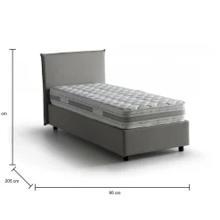 Letto singolo contenitore grigio 95x205cm rivestito in tessuto - Alto