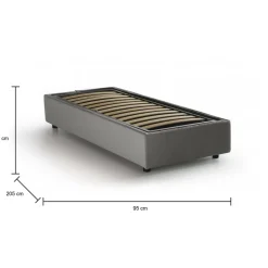 Letto singolo contenitore grigio 95x205cm sfoderabile - Adoxa