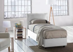 Letto singolo contenitore panna 105x215cm materasso incluso - Arzon