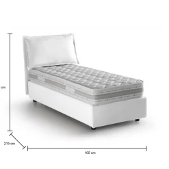 Letto singolo contenitore panna 105x215cm materasso incluso - Arzon