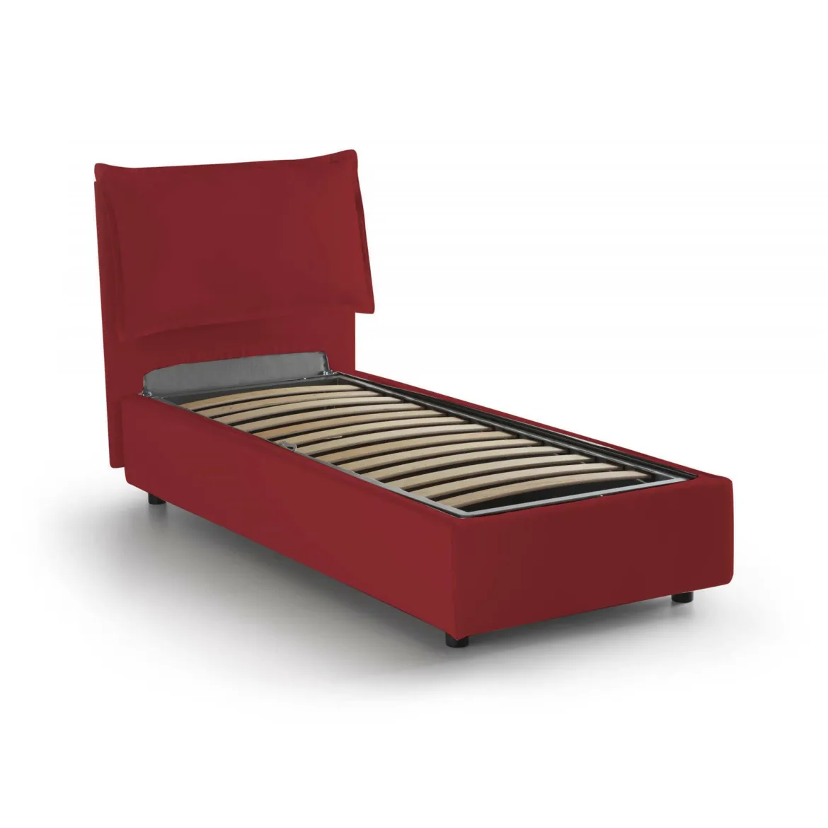 Letto singolo contenitore rosso 95x205cm rete inclusa - Adoxa