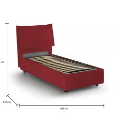 Letto singolo contenitore rosso 95x205cm rete inclusa - Adoxa