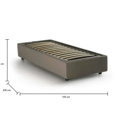 Letto singolo contenitore tortora 105x205cm rivestimento in ecopelle - Angelina